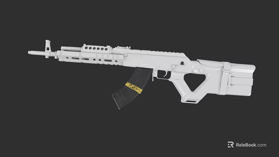 White Modern Tactical Rifle With Magazine Grip And Rail System 3d model 