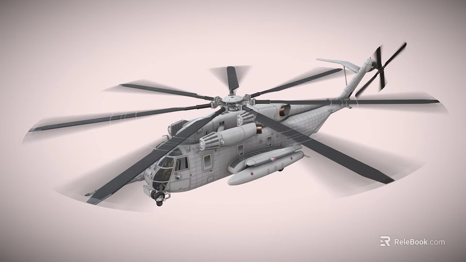 Military Gray Helicopter With Multi Rotor System And Detailed Fuselage Design 3d model 