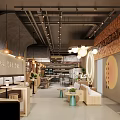 Stylish Shopping Mall Store With Glass Facade Offering Coffee Desserts Whiskey And Casual Dining