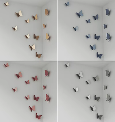 Colorful Butterfly Shaped Wall Decor For White Wall Decoration 3d model