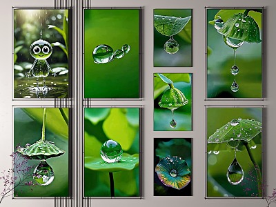 Raindrop Decoration Hanging Painting Italian Green Natural Hanging Painting Study Hanging Painting Hallway Hanging Painting Living Room Hanging Painting model