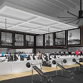 Gym Interior With Black And White Wall Photos Fitness Equipment Wooden Flooring And Ceiling Fan