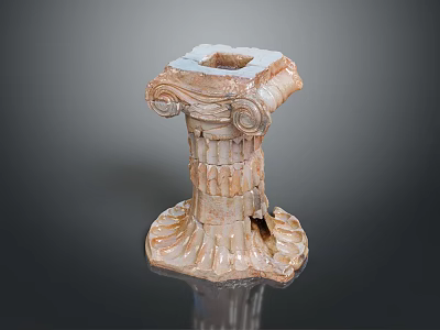 Scenic landscape featuring ancient stone pillar with weathered carved details 3d model