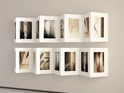 White Framed Wall Art Decor With Multiple Frames And Black White Beige 3d model