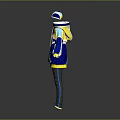 Blue Yellow White Geometric Pattern Oversized Hoodie Long Sleeve Casual Wear