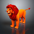 Cartoon Lion 3D Model With Red Mane Orange Body Vibrant Expression And Dark Background