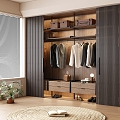 Modern medieval wardrobe finished wardrobe solid wood sliding door wardrobe 3d model