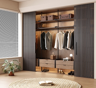 Modern medieval wardrobe finished wardrobe solid wood sliding door wardrobe 3d model