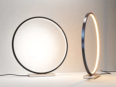 Unique Shaped Table Lamp With Circular Ring Design Illuminated Square Base Modern Home Decor 3d model
