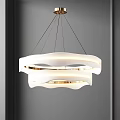 Modern Multi Layered White Chandelier With Circular Design And Soft Lighting 3d model