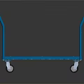 Sturdy Blue Frame Wooden Platform Handcart With Movable Wheels And Handle
