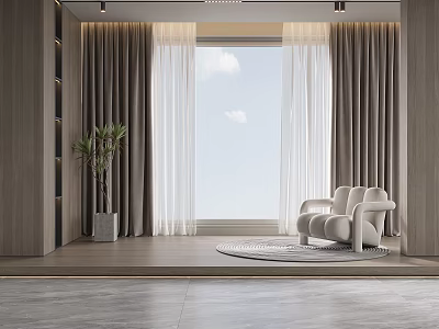 Modern Curtain Fabric Curtain 3d model
