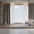 Modern Curtain Fabric Curtain 3d model