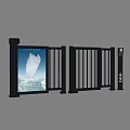Black Automatic Gate Barrier With Advertising Screen White Wing And Blue Sky Design 3d model