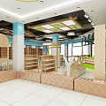 Kids Furniture Store Interior Design With Display Shelves Cashier Counter And Modern Lighting