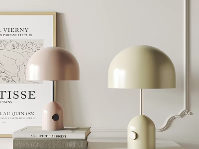 Modern Minimalist Table Lamp With Pink Cream Dome Design For Home Study Decor 3d model