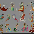 Traditional Dunhuang Feitian Fairy Wall Decor With Colorful Ribbons And Elegant Figures