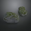 Two Natural Rockery Stones With Green Moss Covered Garden Decorative Rocks
