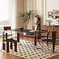 Middle-style dining tables and chairs 3d model