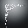 Intricate White Floral Vine Corner Carving Design With Reflection On Dark Gradient Background 3d model