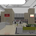 Modern Public Service Hall Interior With Marble Reception Desk Service Counters And Self Service Kiosks