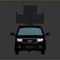 Black Pickup Truck With Roof Mounted Equipment And Blue Windows Utility Vehicle