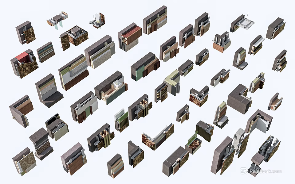 Various Window And Door Frame 3D Models Featuring Different Architectural Design Styles 3d model