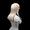 Woman with Long Blonde Hair 3D Model Upper Body on Black Background 3d model