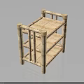 Natural Bamboo Multi Tier Storage Shelf With Open Design And Stable Structure 3d model