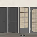 Modern Black Hinged Doors With Various Glass Panel Designs And Grid Patterns 3d model