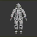 Detailed Advanced Space Suit Design With White Exterior Helmet And Red Accents