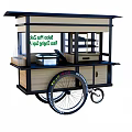 Mobile Wooden Food Cart With Awning Transparent Window And Wheels