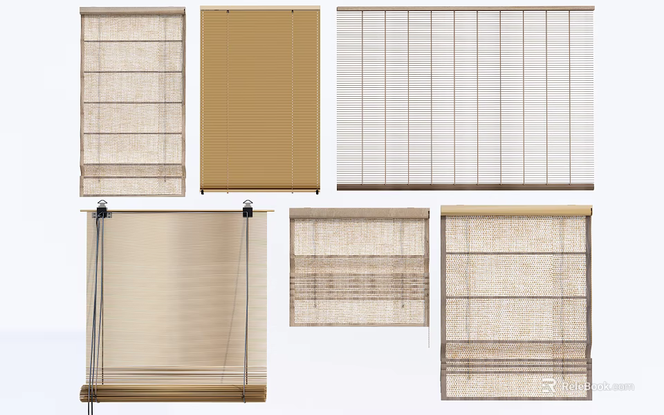 Various Types of Window Blinds With Different Materials and Modern Designs for Home 3d model 
