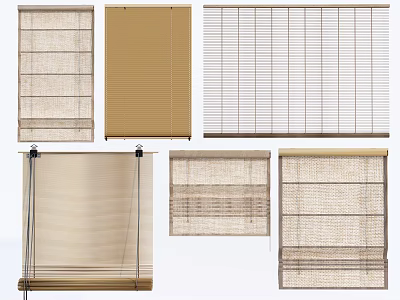 Various Types of Window Blinds With Different Materials and Modern Designs for Home 3d model