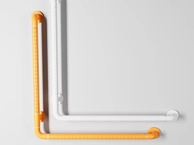 Orange And White Bathroom Safety Grab Bars With Non Slip Handrail Design Support 3d model