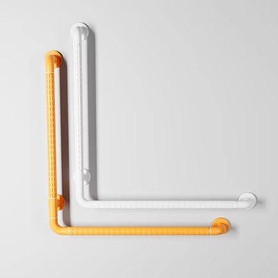 Orange And White Bathroom Safety Grab Bars With Non Slip Handrail Design Support 3d model