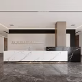 Modern Office Lobby Reception Desk With Marble Countertop And Polished Floor Design