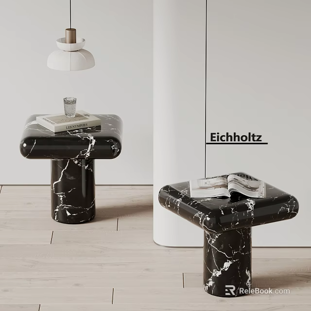 Eichholtz Modern Black Marble Side Tables With Stylish Design And Smooth Surface 3d model 