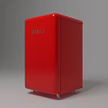 Stylish Red Upright Refrigerator With Shiny Surface And Modern Design For Home Kitchen