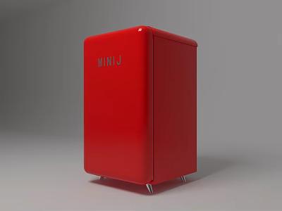 Stylish Red Upright Refrigerator With Shiny Surface And Modern Design For Home Kitchen 3d model