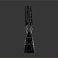 Stylish Black Handbag With Cross Ornament And Silver Decorative Straps