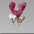 Heart Shaped Balloon Decorative Ornament Set in Red Pink White Gold for Valentine's Day