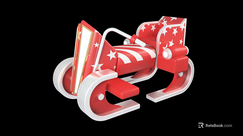 Red And White Children's Rocking Toy Car With Decorative Stars Design 3d model 