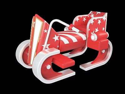 Red And White Children's Rocking Toy Car With Decorative Stars Design 3d model