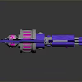 Futuristic Sci Fi Weapon Featuring Purple Pink Neon Glow And Metallic Structural Details
