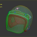 Teal And Red Helmet With Red X Logo Orange Strap Metal Buckles And Red Lining