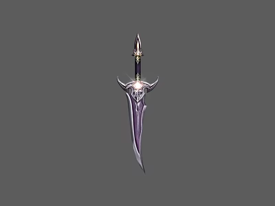 Elaborate Fantasy Sword With Sharp Blade Decorative Hilt Metallic Finish And Ornate Guard 3d model