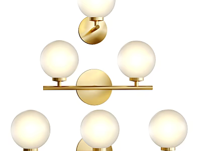 Modern Gold Metal Wall Sconces With Glass Globe Shades And Multiple Globe Designs 3d model