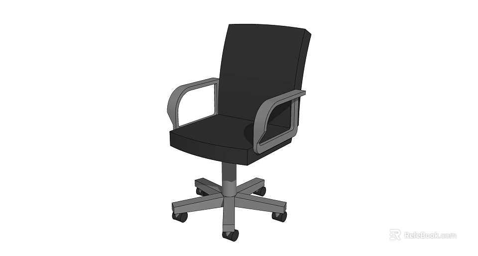 Modern Black Office Chair With Upholstered Seat Armrests And Five Wheel Base 3d model 