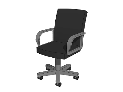 Modern Black Office Chair With Upholstered Seat Armrests And Five Wheel Base 3d model